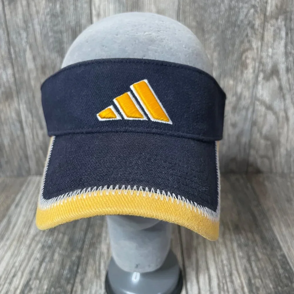 Adidas Retro Blue Yellow Adjustable Strap Visor Blue Yellow Unisex